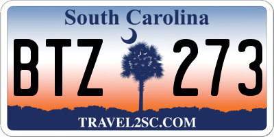 SC license plate BTZ273