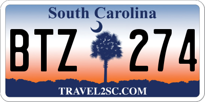 SC license plate BTZ274