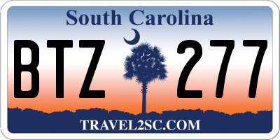SC license plate BTZ277