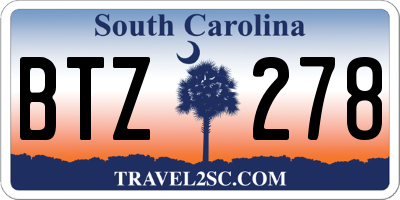 SC license plate BTZ278