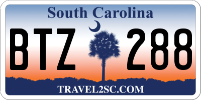 SC license plate BTZ288