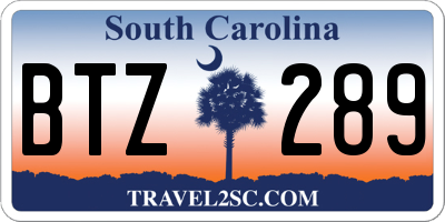 SC license plate BTZ289
