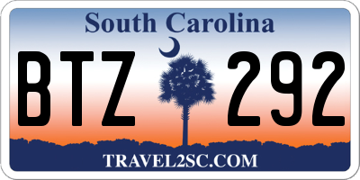 SC license plate BTZ292