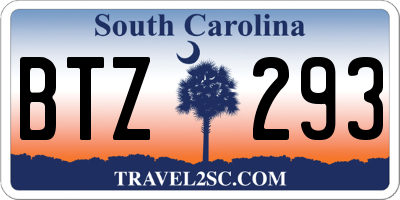SC license plate BTZ293