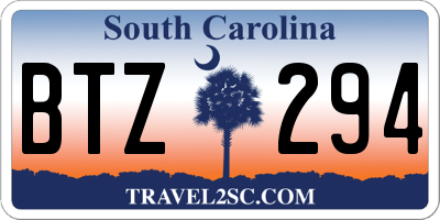 SC license plate BTZ294