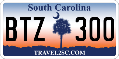 SC license plate BTZ300