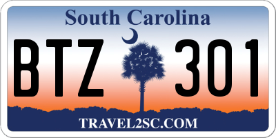 SC license plate BTZ301