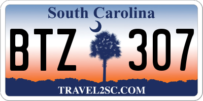 SC license plate BTZ307