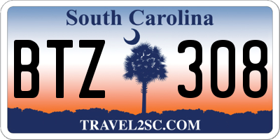 SC license plate BTZ308