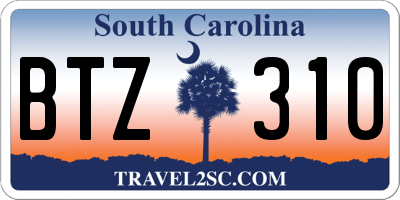 SC license plate BTZ310