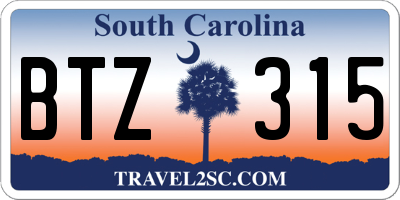 SC license plate BTZ315