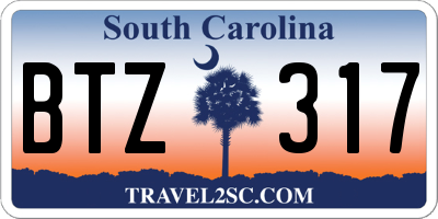 SC license plate BTZ317