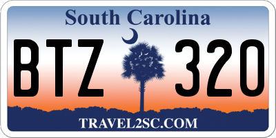 SC license plate BTZ320