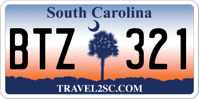 SC license plate BTZ321