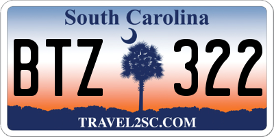SC license plate BTZ322