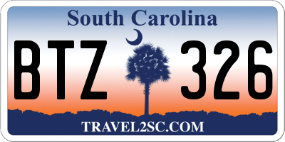 SC license plate BTZ326