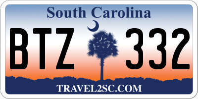 SC license plate BTZ332