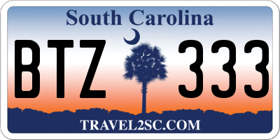 SC license plate BTZ333
