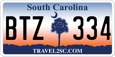 SC license plate BTZ334