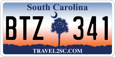 SC license plate BTZ341