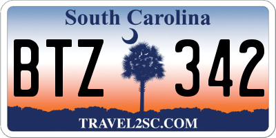 SC license plate BTZ342