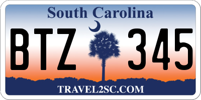 SC license plate BTZ345