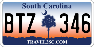 SC license plate BTZ346