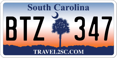 SC license plate BTZ347