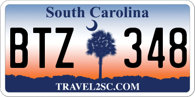 SC license plate BTZ348