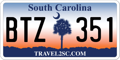 SC license plate BTZ351