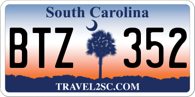 SC license plate BTZ352