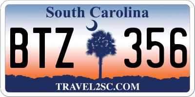 SC license plate BTZ356