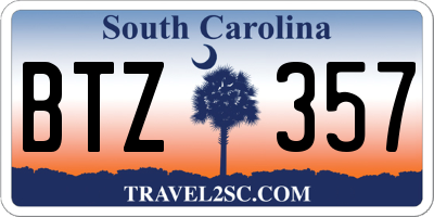 SC license plate BTZ357