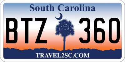 SC license plate BTZ360
