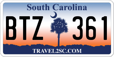 SC license plate BTZ361