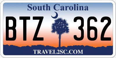 SC license plate BTZ362
