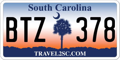 SC license plate BTZ378