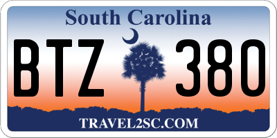 SC license plate BTZ380