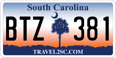 SC license plate BTZ381