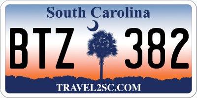 SC license plate BTZ382