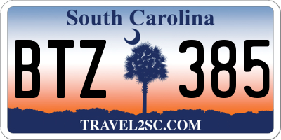 SC license plate BTZ385