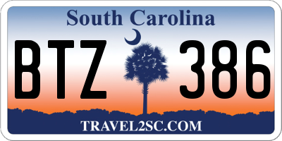 SC license plate BTZ386