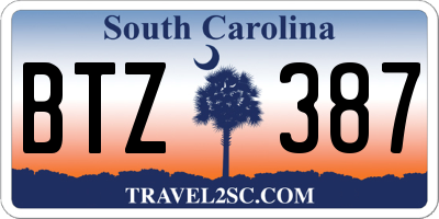 SC license plate BTZ387