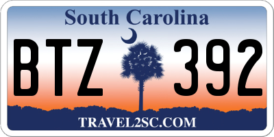 SC license plate BTZ392