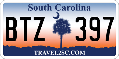 SC license plate BTZ397