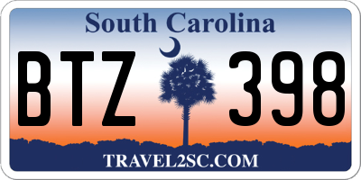 SC license plate BTZ398