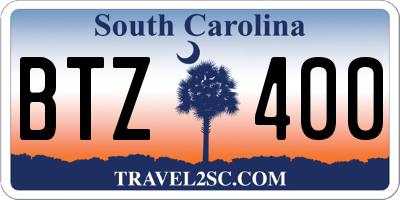 SC license plate BTZ400