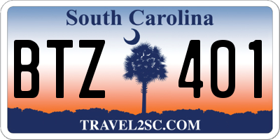 SC license plate BTZ401