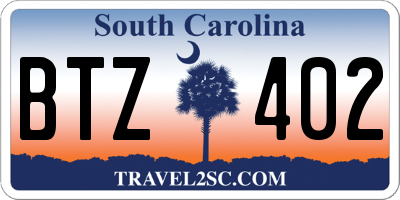 SC license plate BTZ402