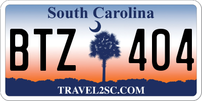 SC license plate BTZ404